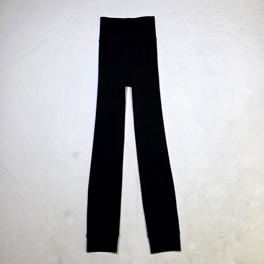 H Halston Leggings Womens M/L Black High Waisted Ribbed Waist Stretch Yoga Pants